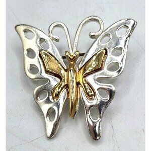 Vintage Allison Reed Signed Two Tone Butterfly Brooch 1.75"x1.5"